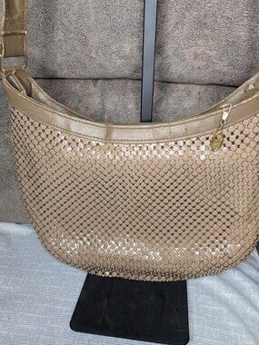 Whiting & Davis Vintage Champagne Mesh Bag Read Description